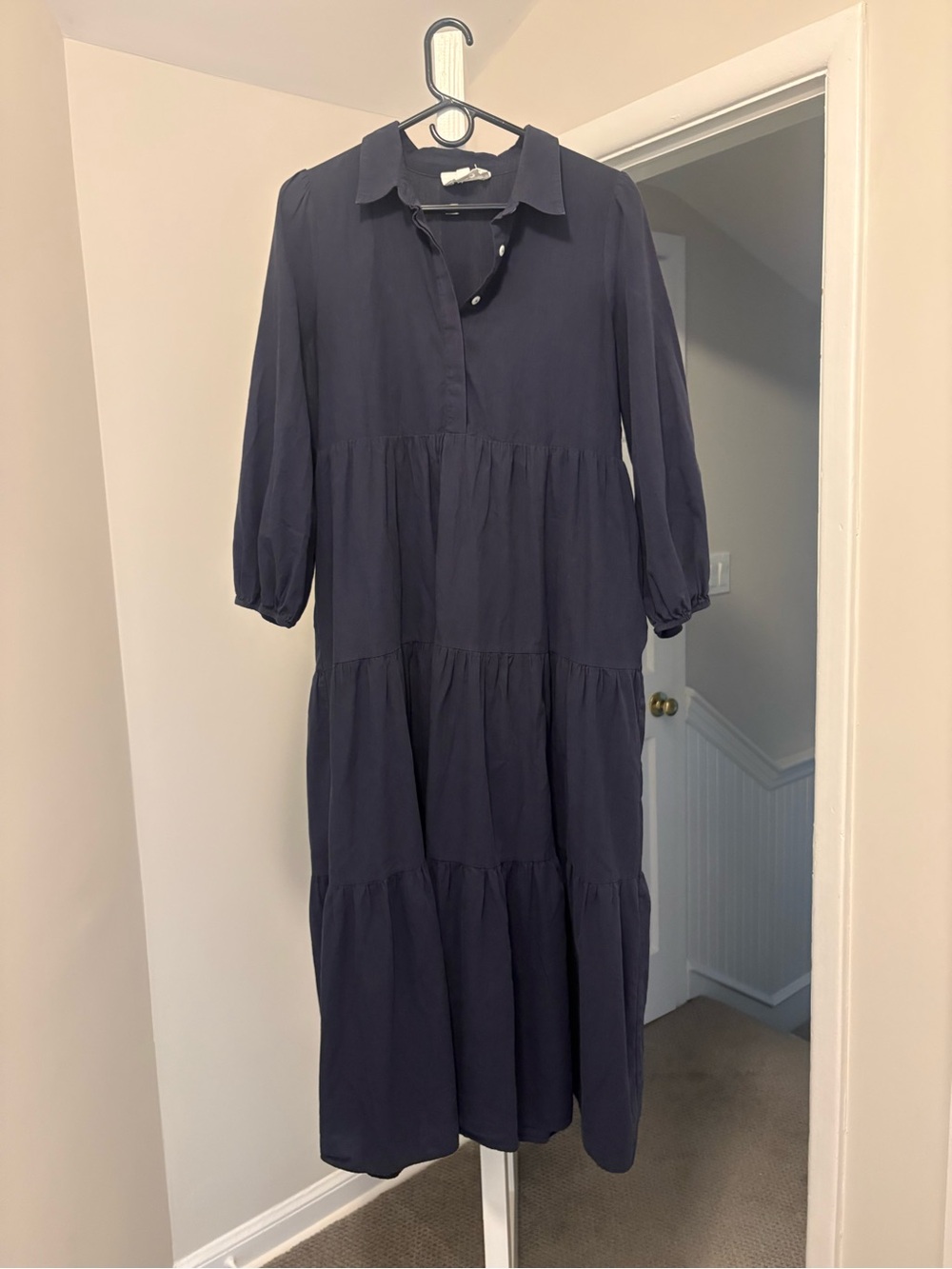 Tuckernuck Navy Tiered Maxi Shirt Dress
